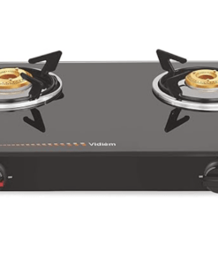 Vidiem Gas Stove G2 166 A (Black) | 2 Burner Gas Stove | Manual Ignition | 8mm Toughened Glass Top Gas Stove | Safety, Reliability, High Efficiency | ISI Certified | 2 years warranty